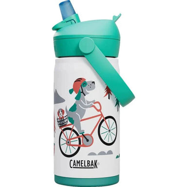 Camelbak Kid's Thrive™ Flip Straw Insulated Stainless Steel Water Bottle 12oz in biking dogs, side view