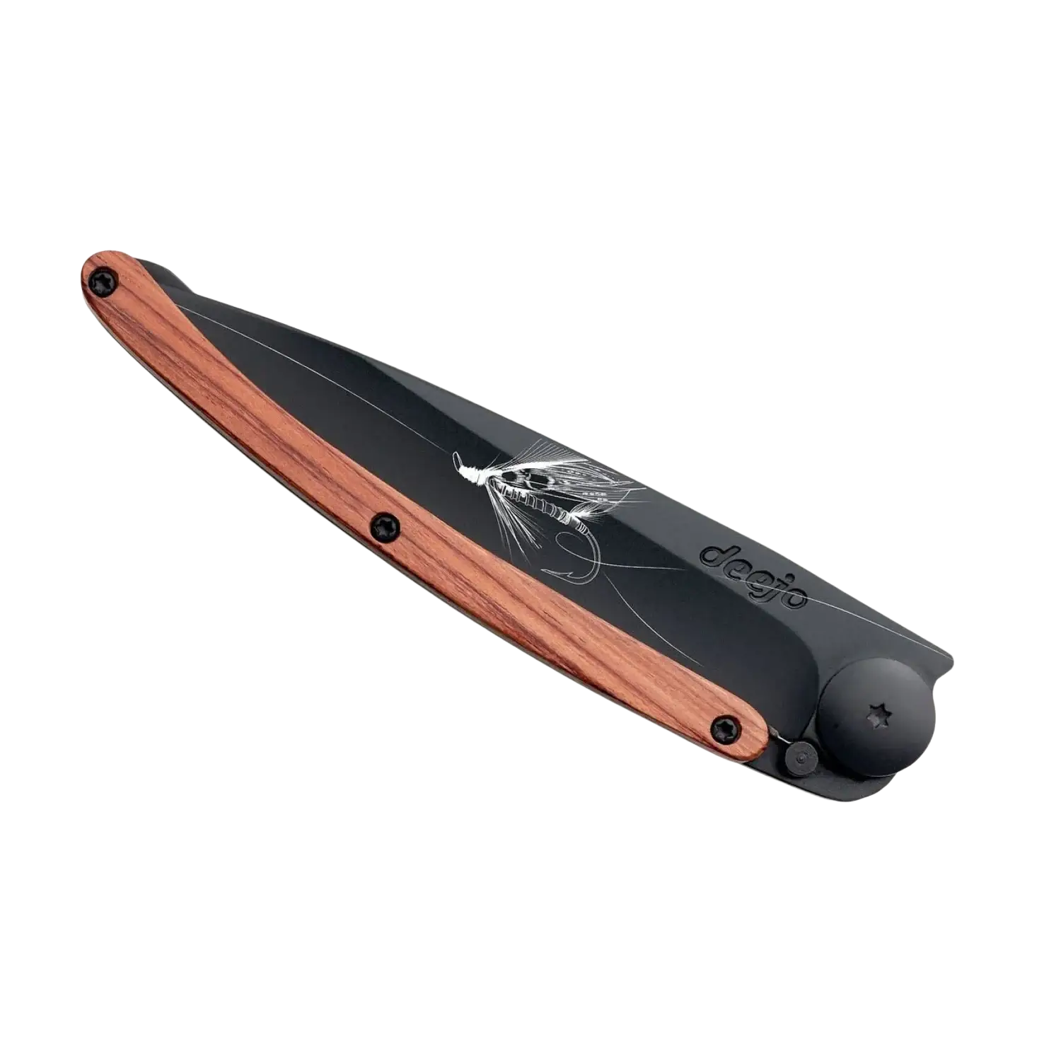 Deejo Silver Wilkinson 27g in coral wood and black, folded side view