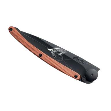 Deejo Silver Wilkinson 27g in coral wood and black, folded side view