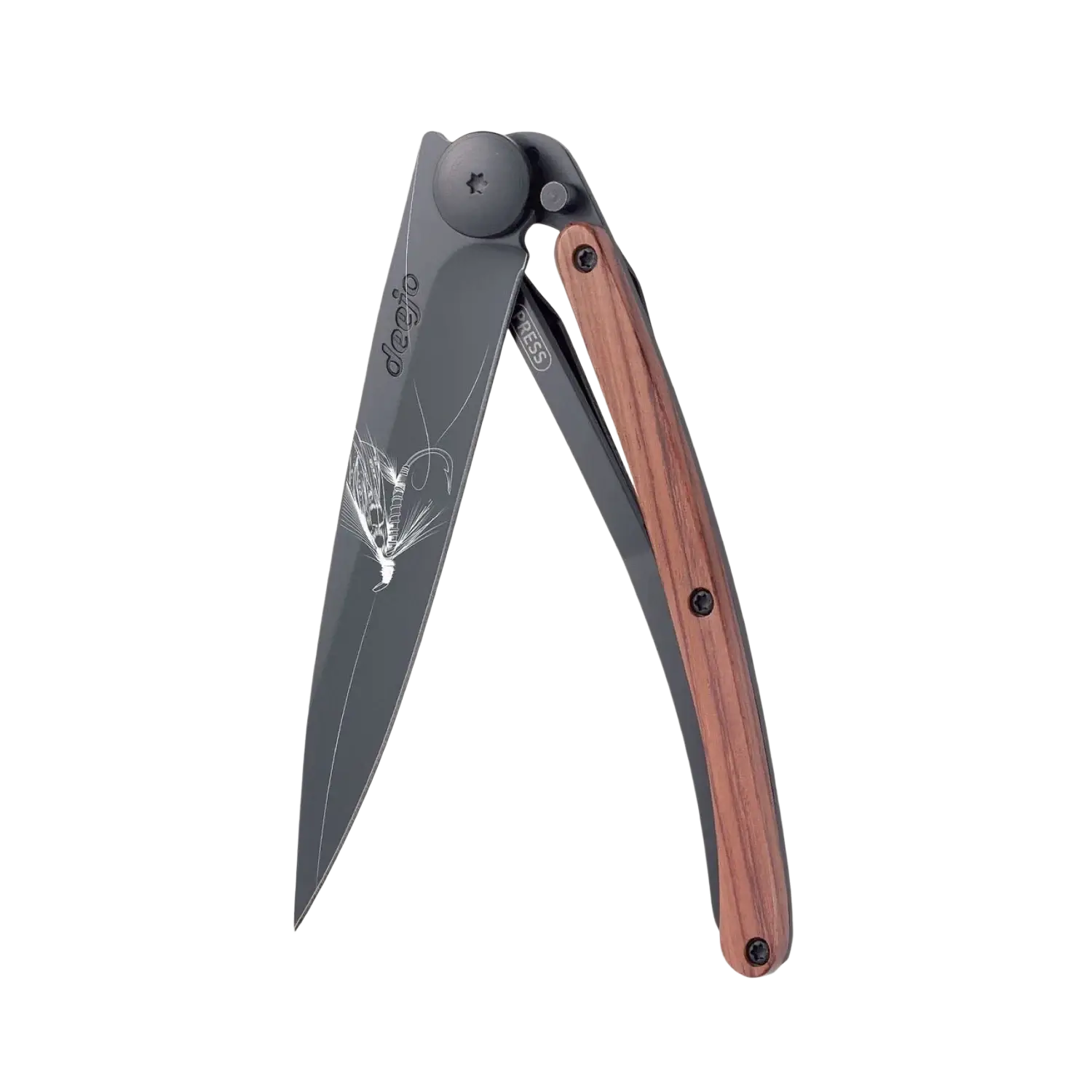 Deejo Silver Wilkinson 27g in coral wood and black, side view