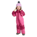 LL Bean Baby Cold Buster Snowsuit in pink berry & dark raspberry, model front view