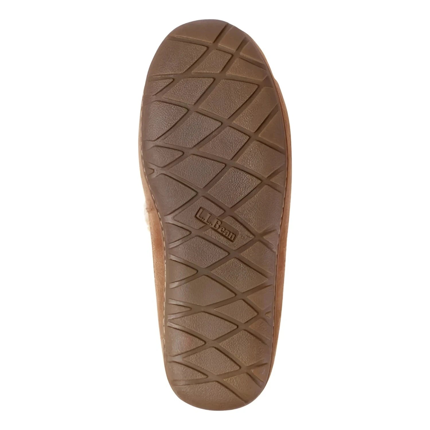 L.L. Bean Women's Wicked Good Camp Moccasins in brown, sole view