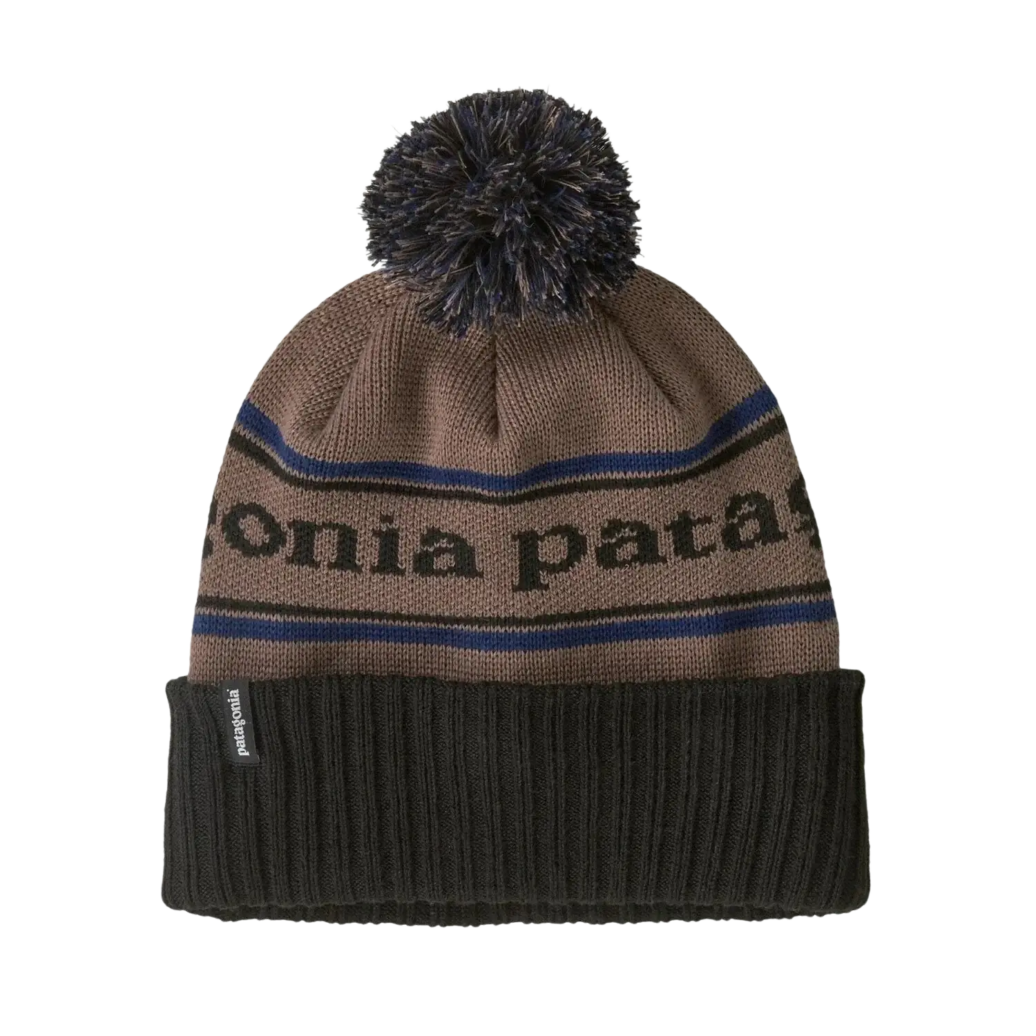 Patagonia Powder Town Beanie in park stripe & marlow brown, front view