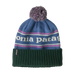 Patagonia Powder Town Beanie in park stripe & barnacle blue, front view