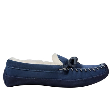 LL Bean Kid's Wicked Good Slippers in mariner blue, side view