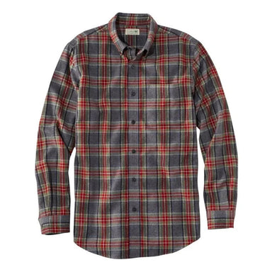 L.L. Bean Men's Scotch Plaid Flannel Shirt in Grey Stewart, flat front