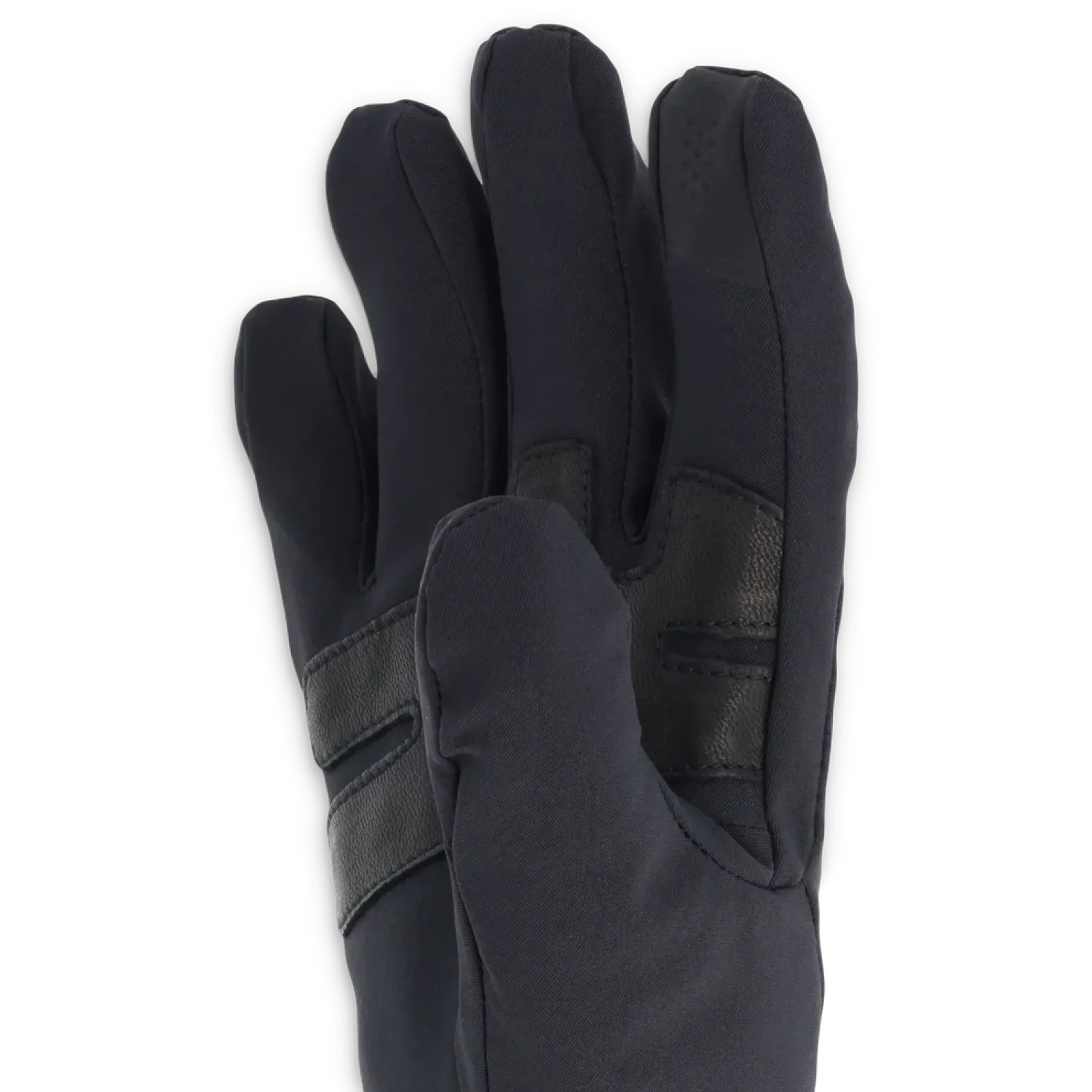 Outdoor Research Women's Sureshot Softshell Gloves in black, palm detail