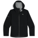 Outdoor Research Men's Stratoburst Stretch Rain Jacket in black, flat front