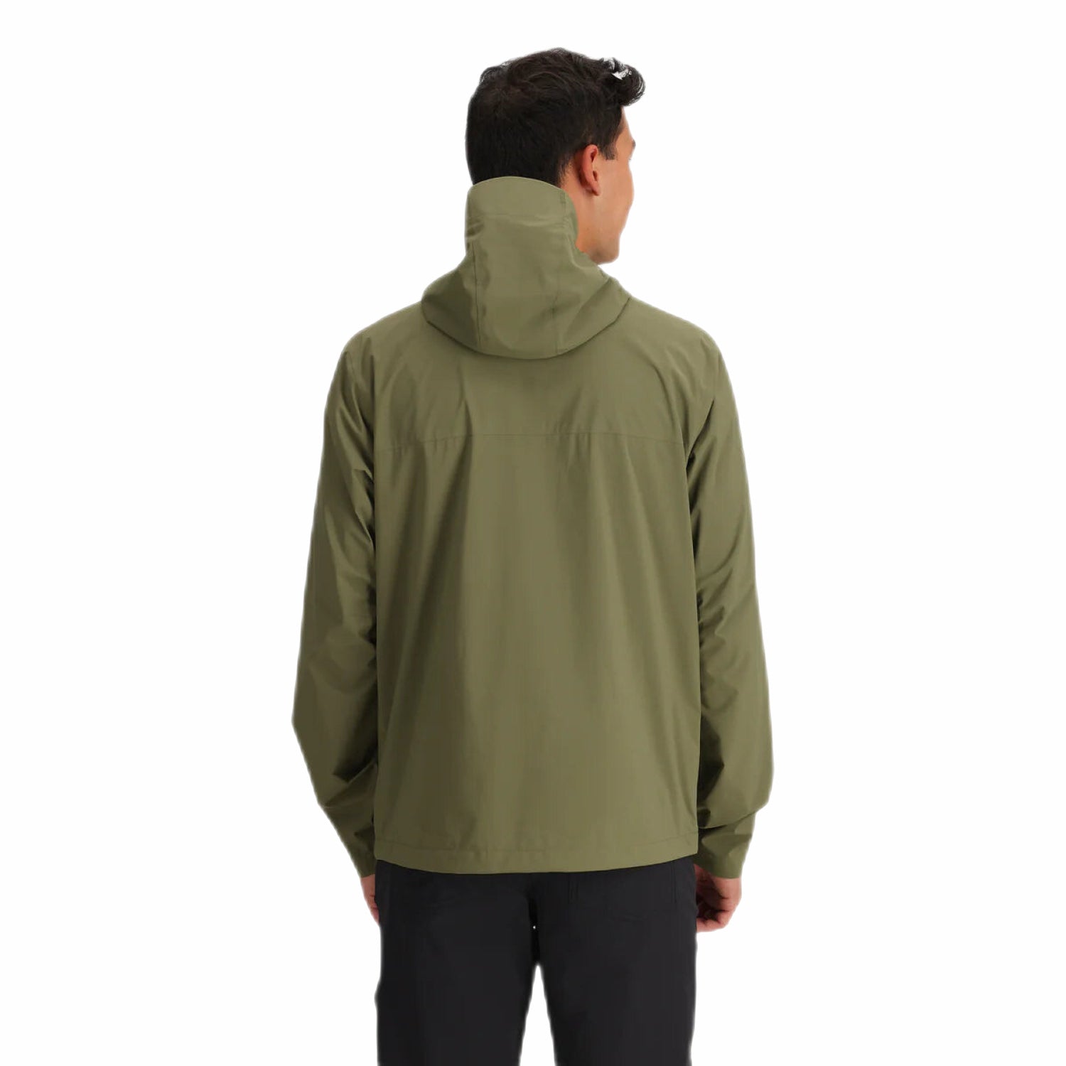 Outdoor Research® Men's Stratoburst Stretch Rain Jacket in ranger green non model back