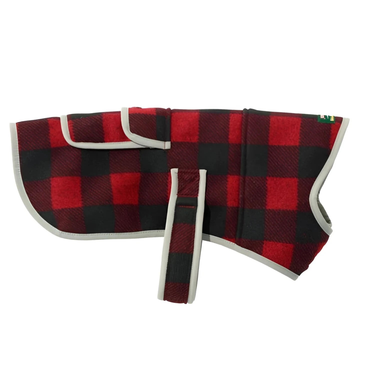 L.L Bean Sweater Fleece Jacket for Dogs in buffalo plaid, side view