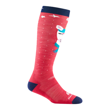 Darnt Tough Kid's Magic Mountain Over-the-Calf Midweight Ski & Snowboard Socks in raspberry, side view