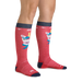 Darnt Tough Kid's Magic Mountain Over-the-Calf Midweight Ski & Snowboard Socks in raspberry, on model view