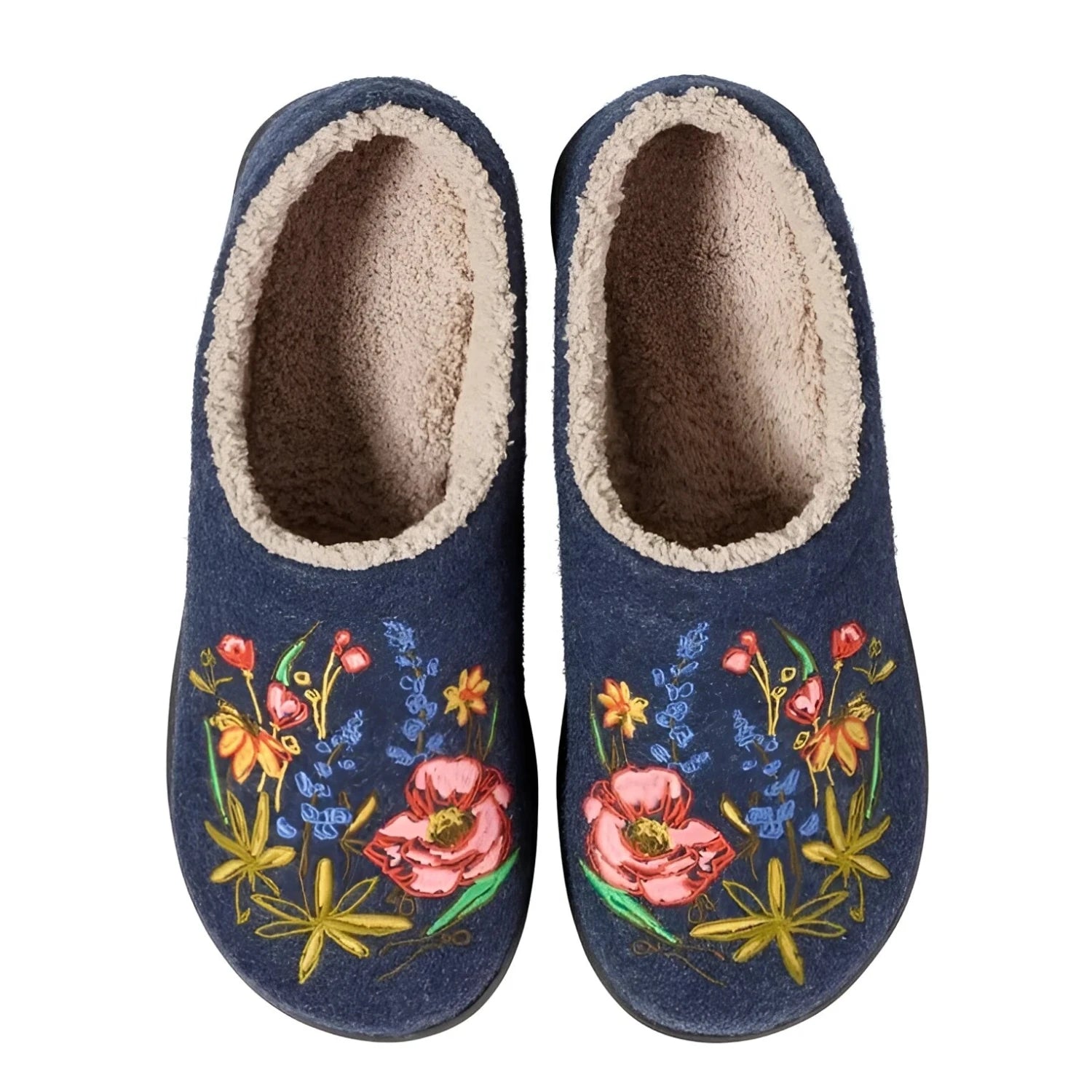 L.L. Bean Women's Daybreak Scuffs in night & jess franks floral, top pair view