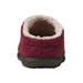 L.L. Bean Women's Daybreak Scuffs in deep red & squirrels, back view
