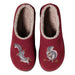 L.L. Bean Women's Daybreak Scuffs in deep red & squirrels, top pair view