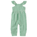 Tea Collection Baby Flutter Button Back Romper in garden party check, flat front view