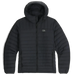 Outdoor Research Men's Transcendent Down Hoodie in black, flat front view
