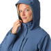 Outdoor Research Women's Aspire 3L Trench in skyline, on model hood up view
