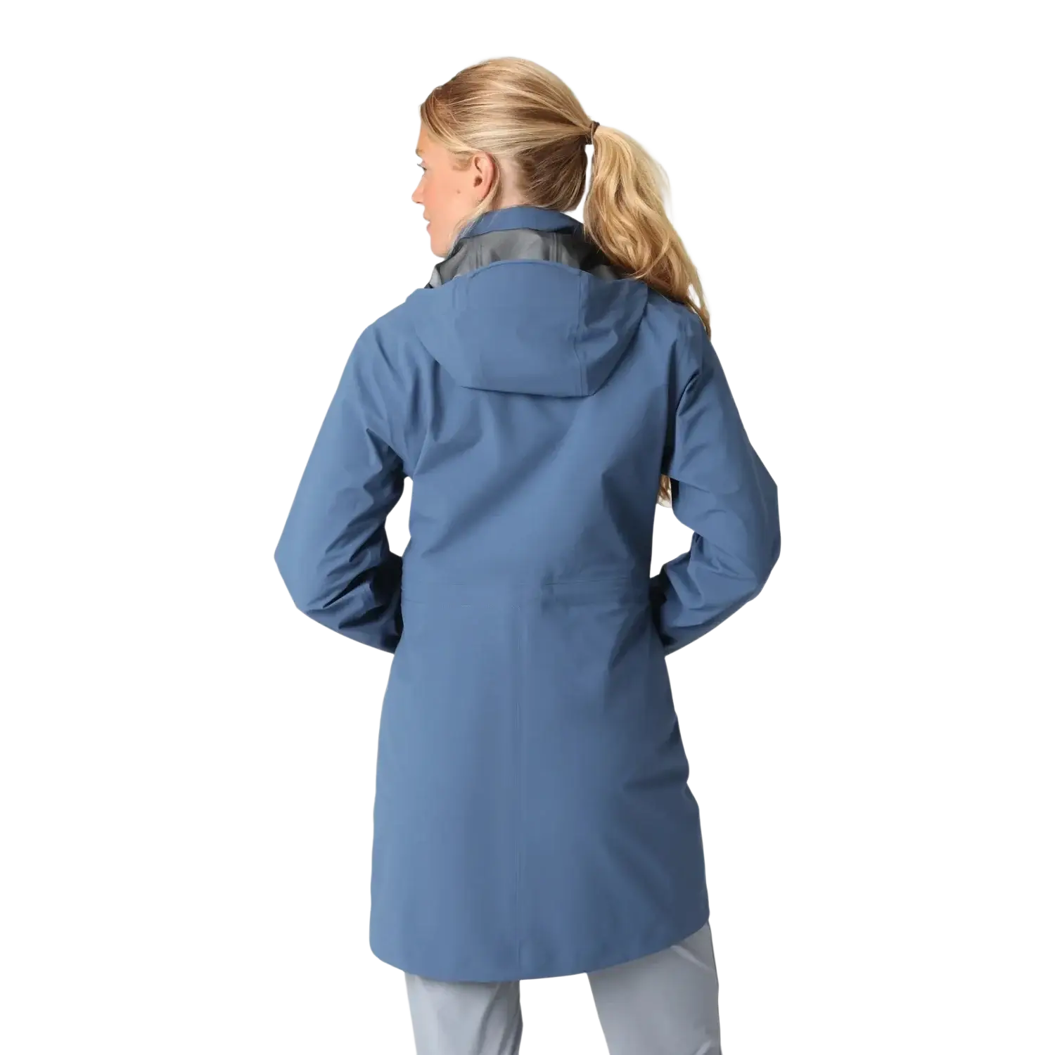 Outdoor Research Women's Aspire 3L Trench in skyline, on model back view