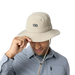 Outdoor Research Helios Bug Hat in pro khaki, on model front view net packed