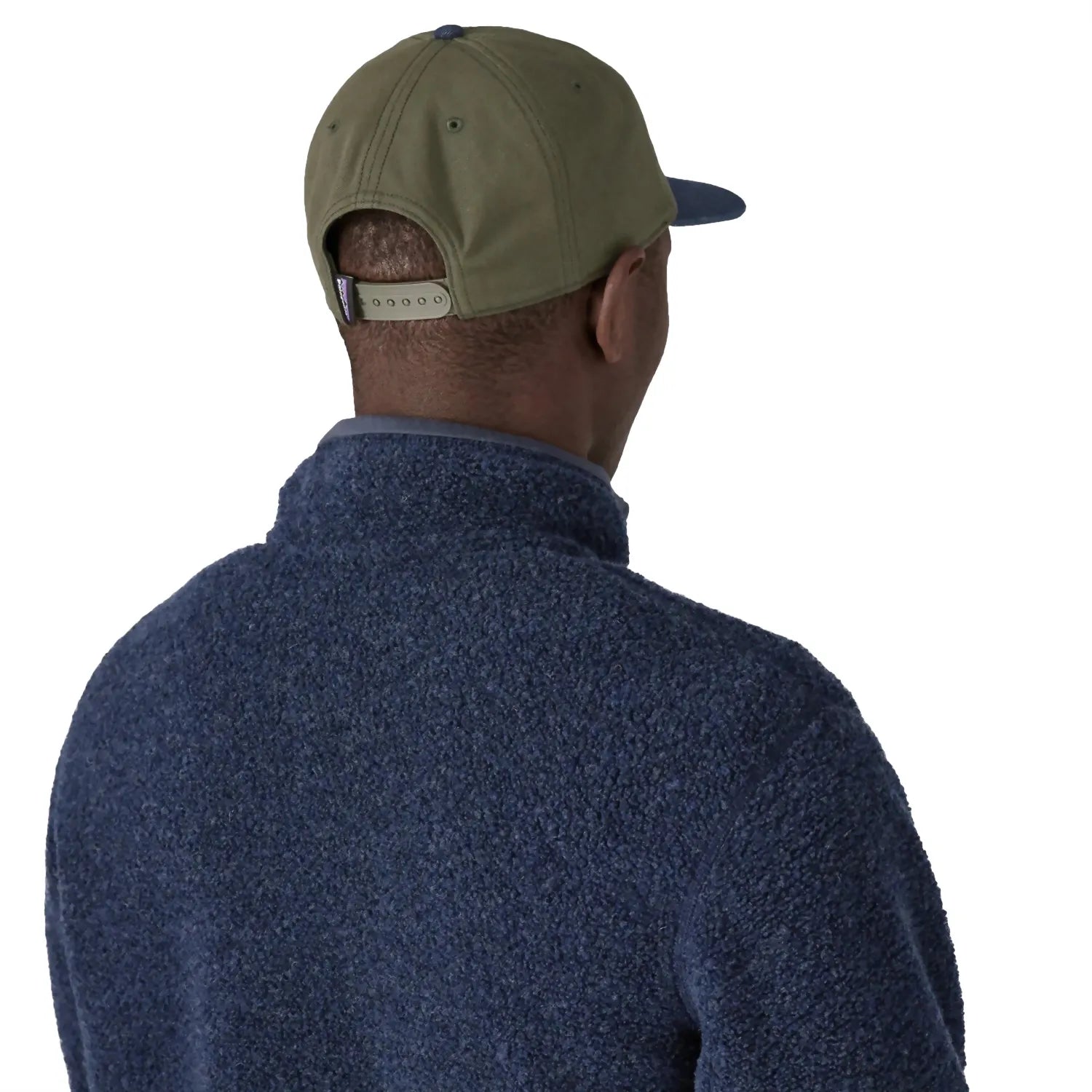 Patagonia Canvas Range Cap in pine needle green, model back