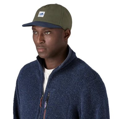 Patagonia Canvas Range Cap in pine needle green, model front