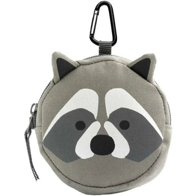 First Ad Kits for kids. A pouch with a racoon face and carabiner to attach to backpacks.