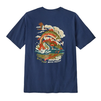 Patagonia Men's Take a Stand Responsibili-Tee® in pine stream & clement blue, flat back view