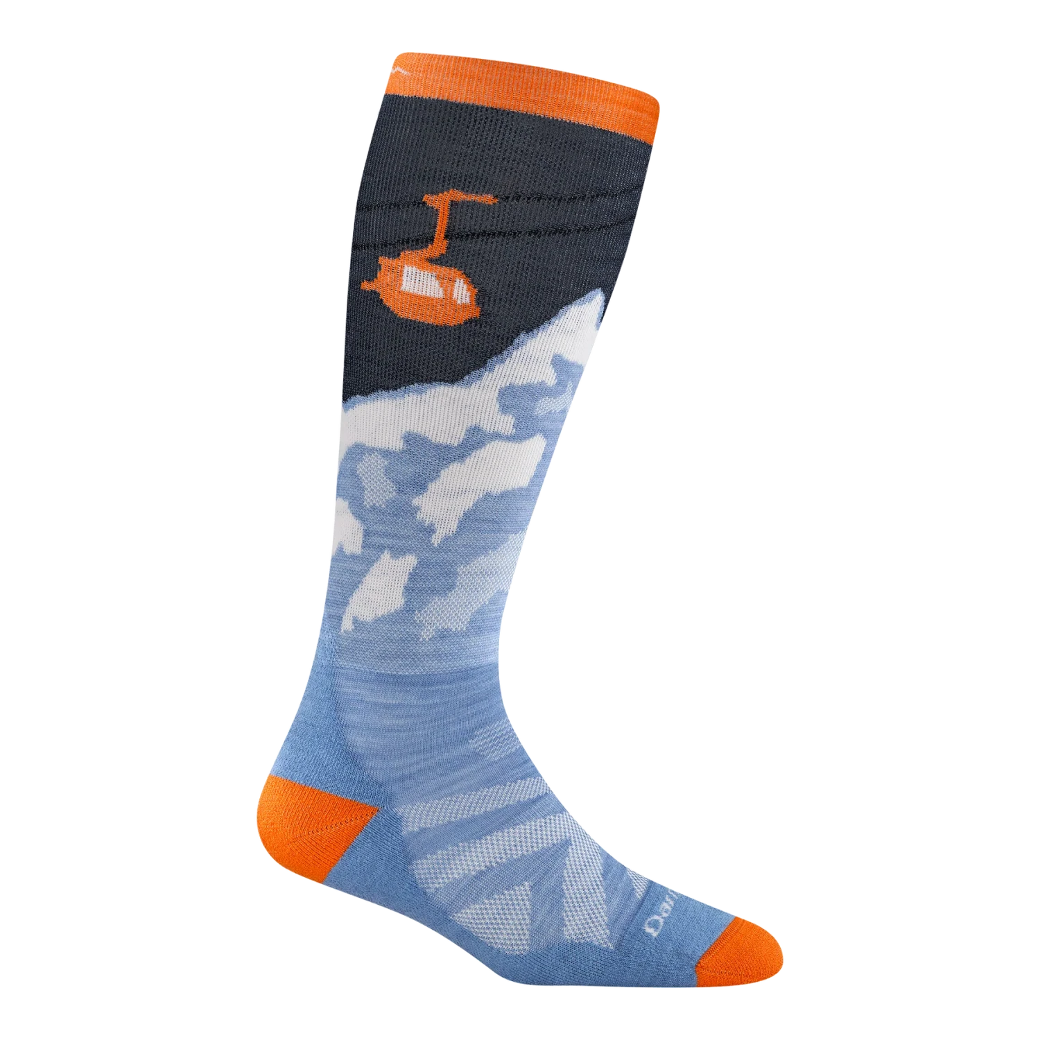 Darn Tough Kid's Little Yeti Over-the-Calf Midweight Ski & Snowboard Socks in midnight, inside view