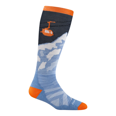 Darn Tough Kid's Little Yeti Over-the-Calf Midweight Ski & Snowboard Socks in midnight, inside view