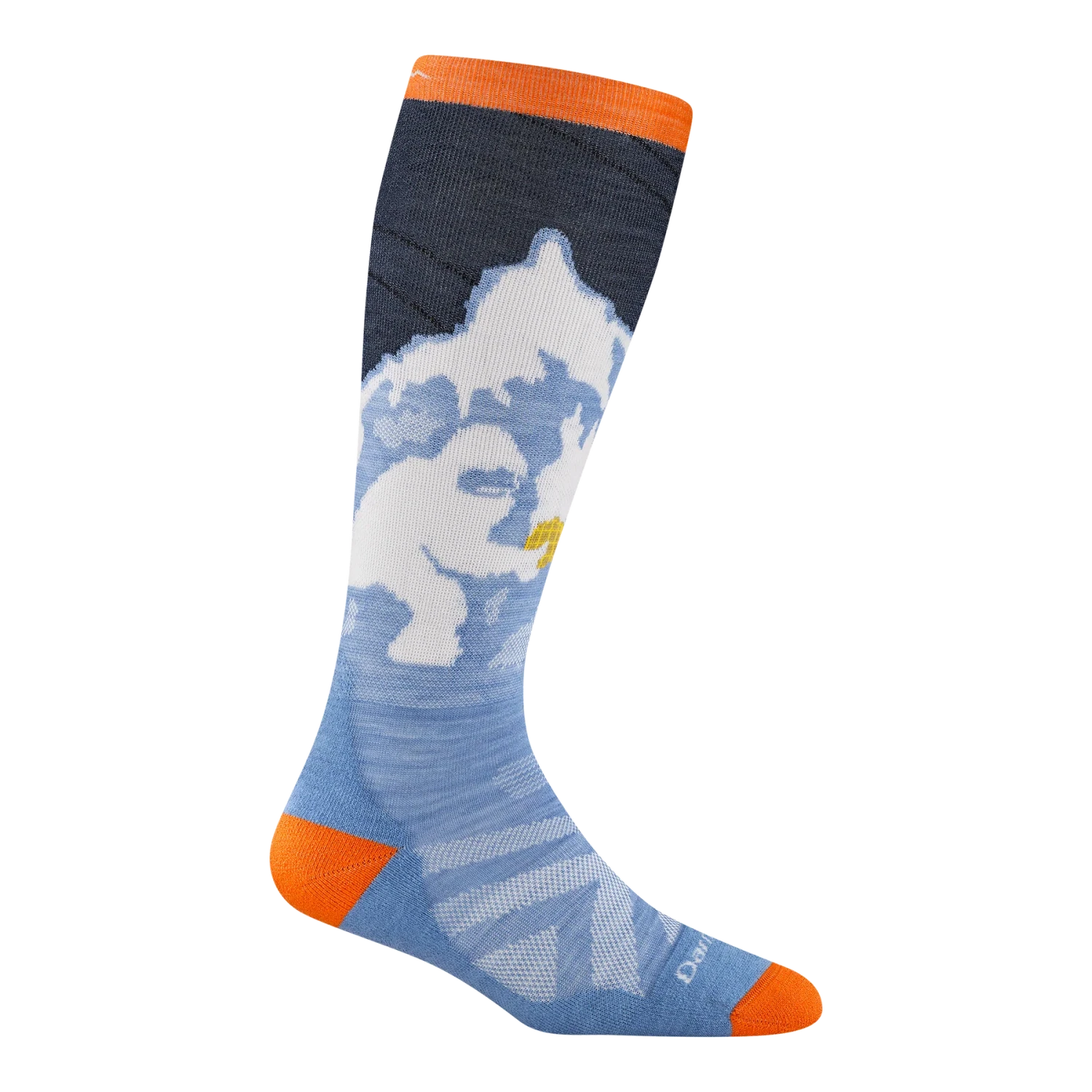 Darn Tough Kid's Little Yeti Over-the-Calf Midweight Ski & Snowboard Socks in midnight, side view