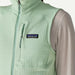 Patagonia Women's R1® Fleece Vest in thin ice, on model chest pocket detail view