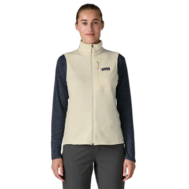 Patagonia Women's R1® Fleece Vest in wool white, on model front view