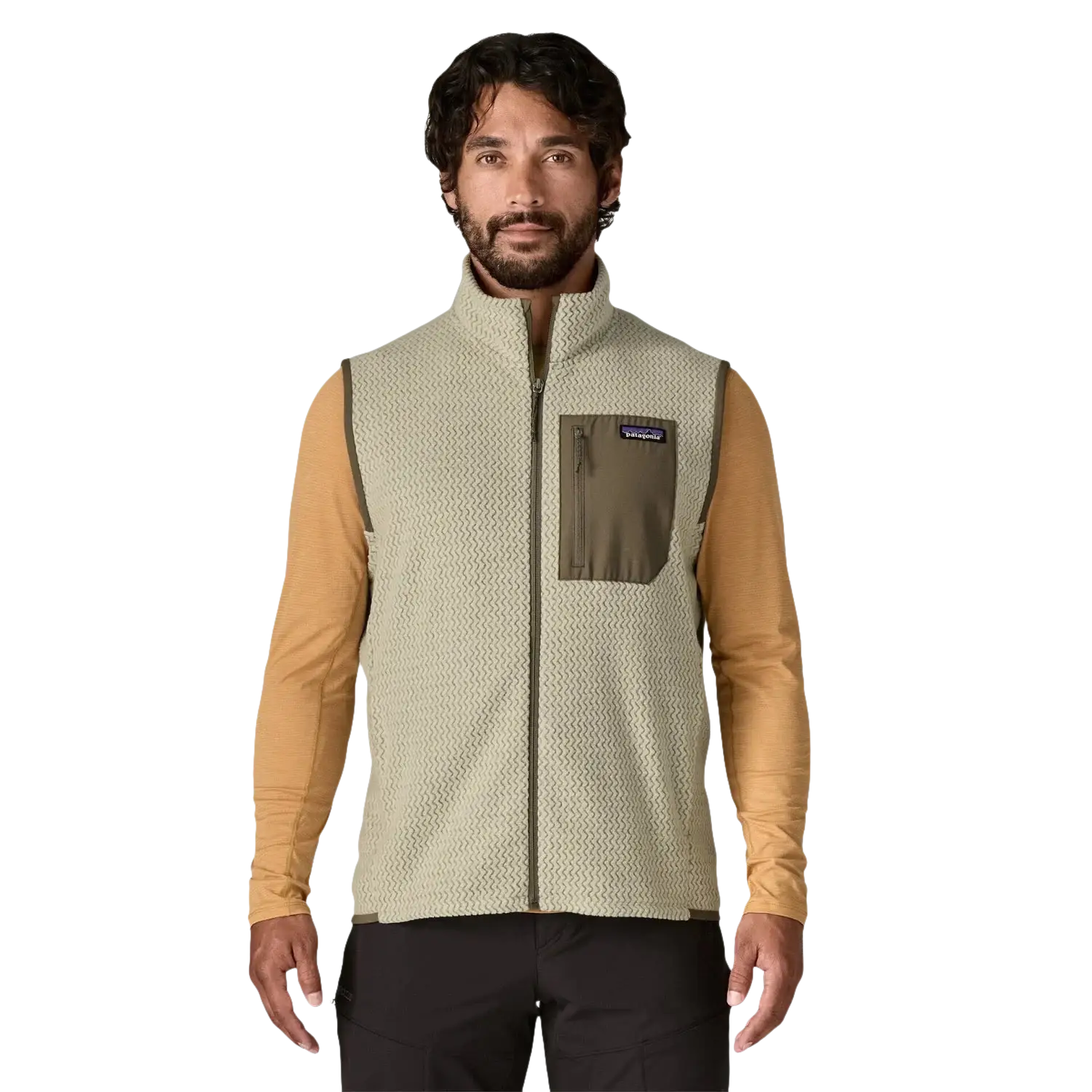 Patagonia Men's R1® Air Fleece Vest in pelican, on model front view