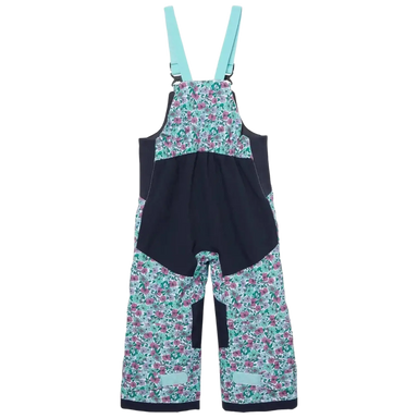 Helly Hansen Kid's Rider 2.0 Insulated Ski Bib in light cyan & floral, back view