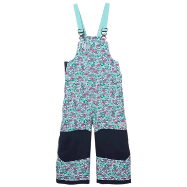 Helly Hansen Kid's Rider 2.0 Insulated Ski Bib in light cyan & floral, front view