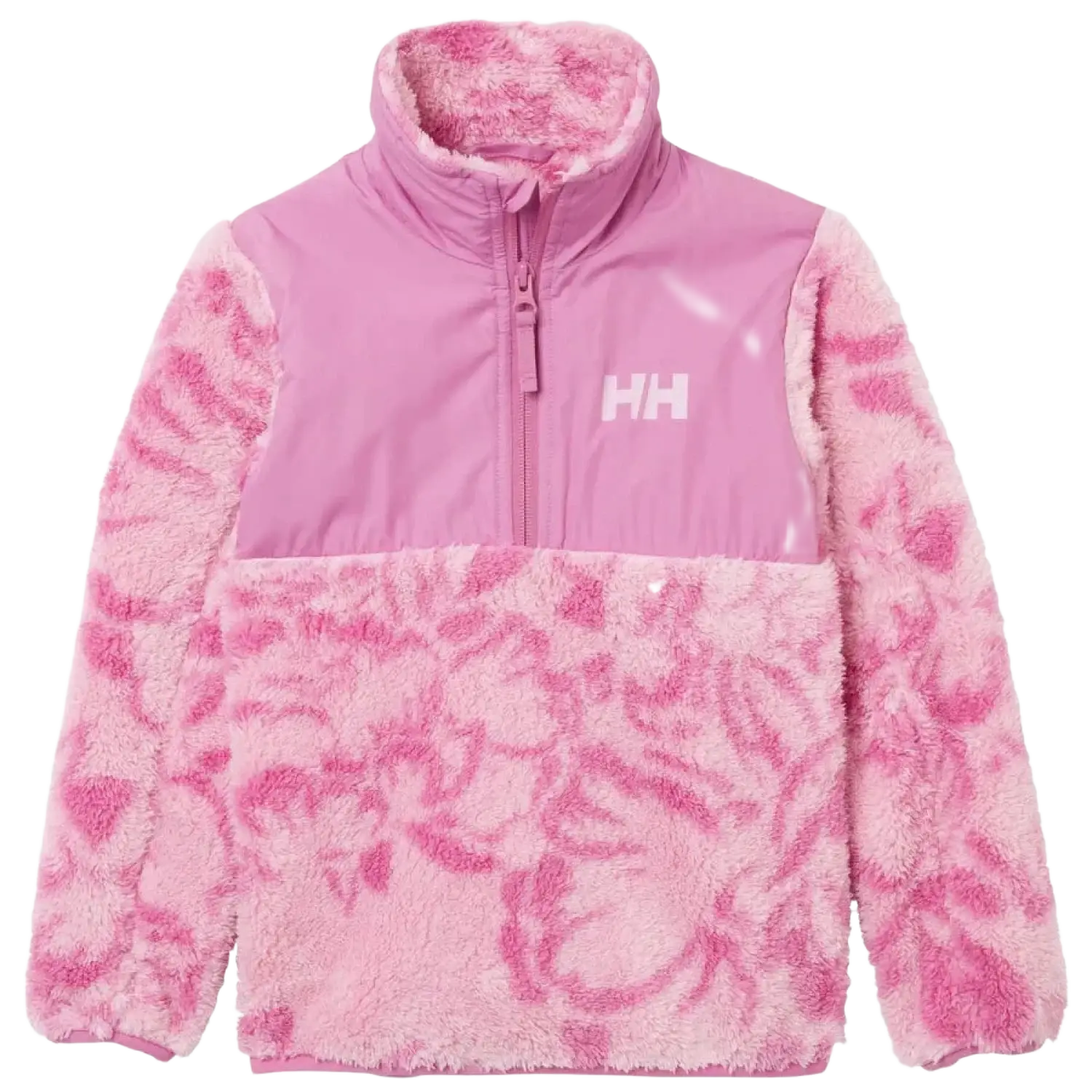Helly Hansen Kid's Champ 1/2 Zip Midlayer in meta pink, flat front view
