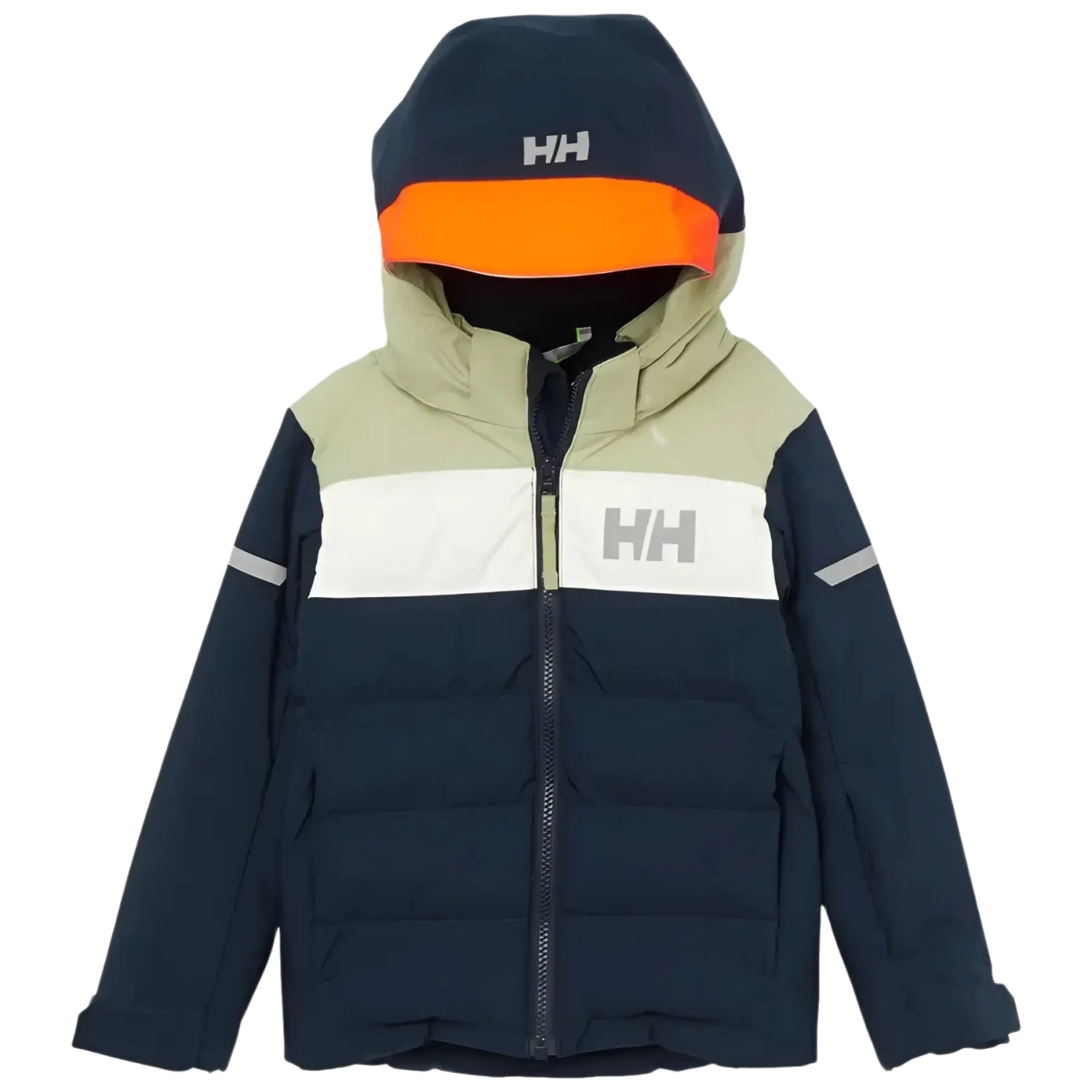 Helly Hansen Kid's Vertical Insulated Ski Jacket in navy, flat front view