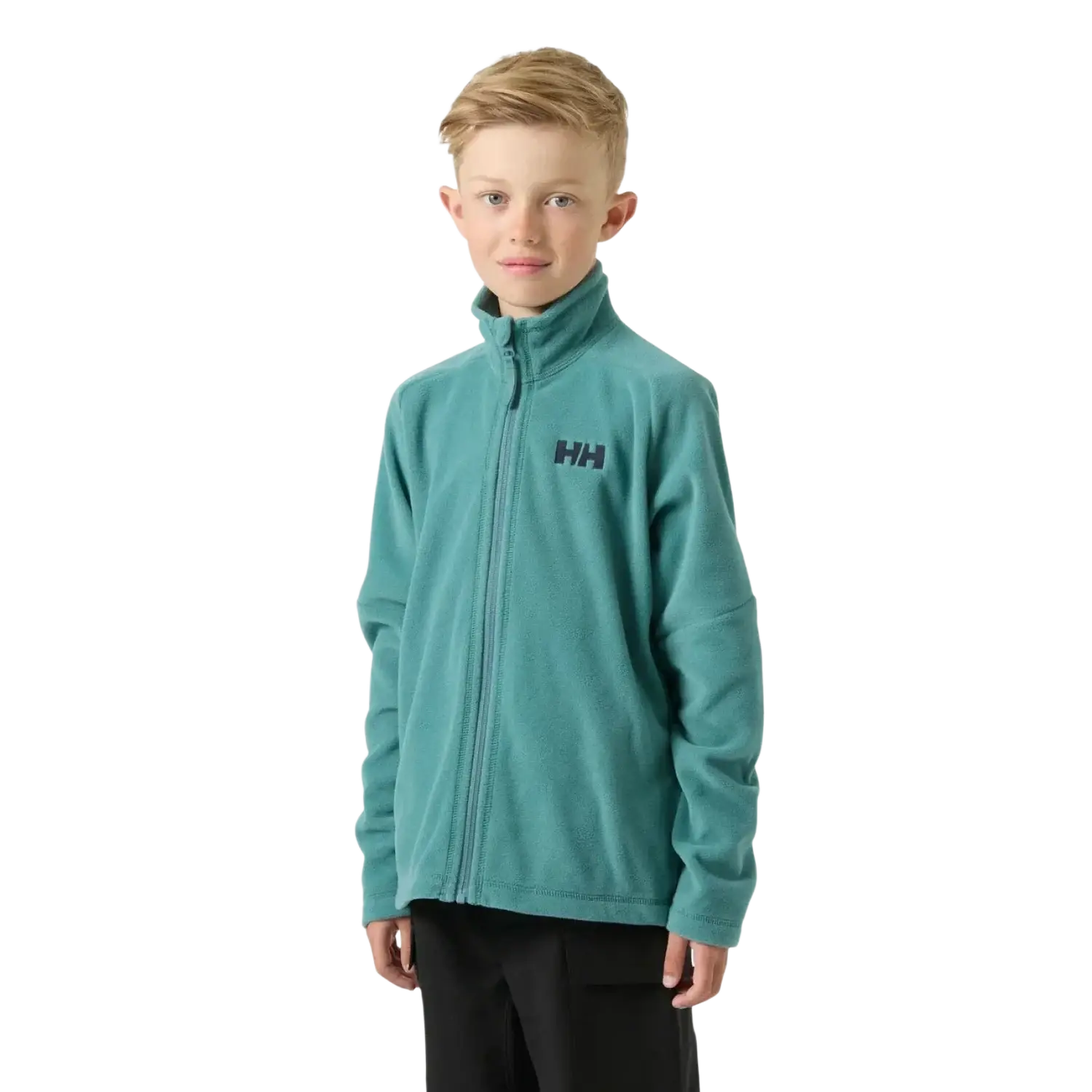 Helly Hansen Kid's Daybreaker 2.0 Jacket in opal green, on model front view