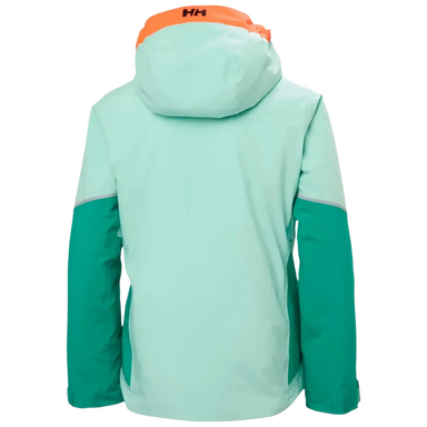 Helly Hansen Girl's Jewel Resort Ski Jacket in lagoon, back view