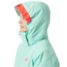 Helly Hansen Girl's Jewel Resort Ski Jacket in lagoon, hood up view