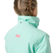 Helly Hansen Girl's Jewel Resort Ski Jacket in lagoon, removable hood view