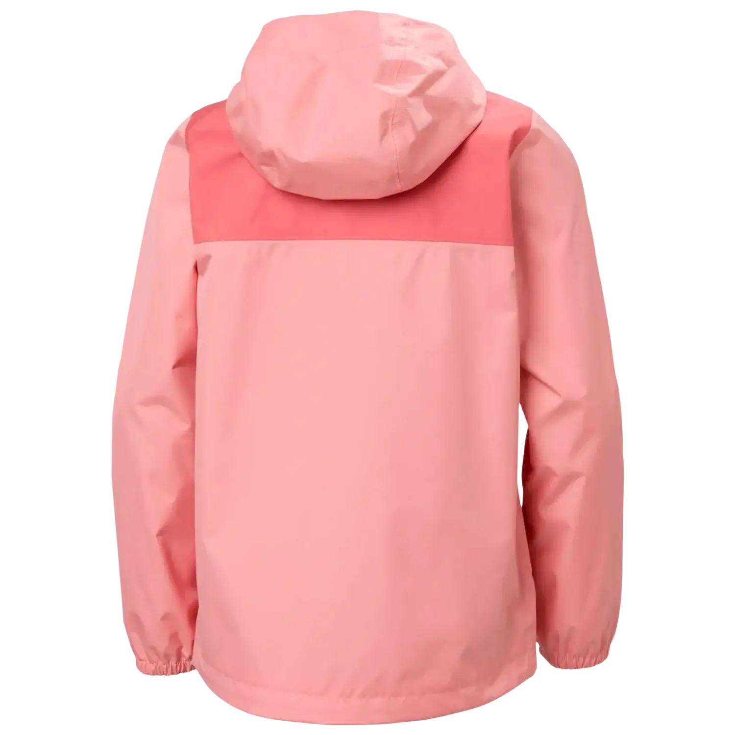 Helly Hansen Kid's Vancouver Rain Jacket in coral almond, back view