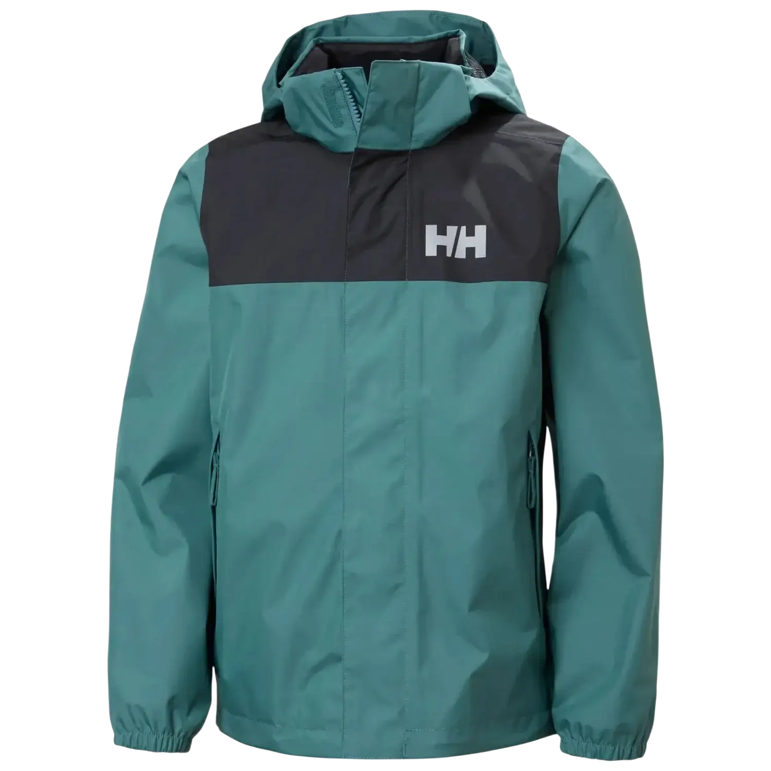 Helly Hansen Kid's Vancouver Rain Jacket in opal green, front view