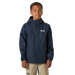 Helly Hansen Kid's Vancouver Rain Jacket in navy, front view on model