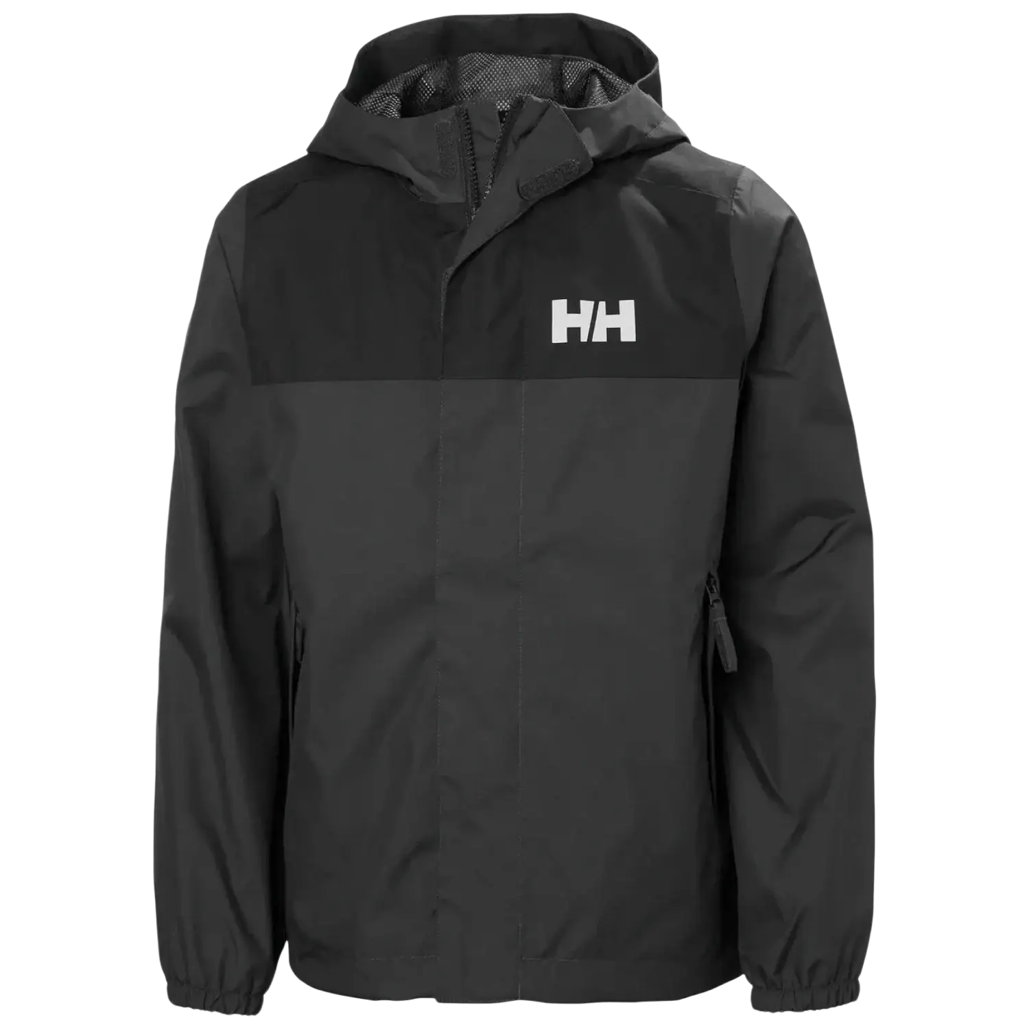 Helly Hansen Kid's Vancouver Rain Jacket in ebony, front view