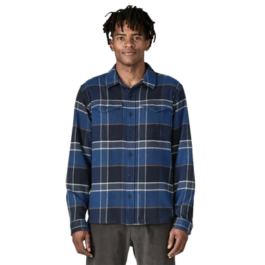 Patagonia Men's Fjord Flannel in classic navy, model front view