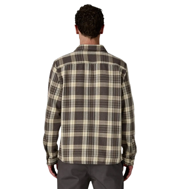 Patagonia Men's Fjord Loft Shirt in sculptor & ink black, on model back view