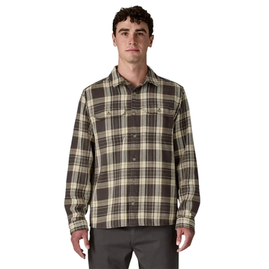 Patagonia Men's Fjord Loft Shirt in sculptor & ink black, on model front view