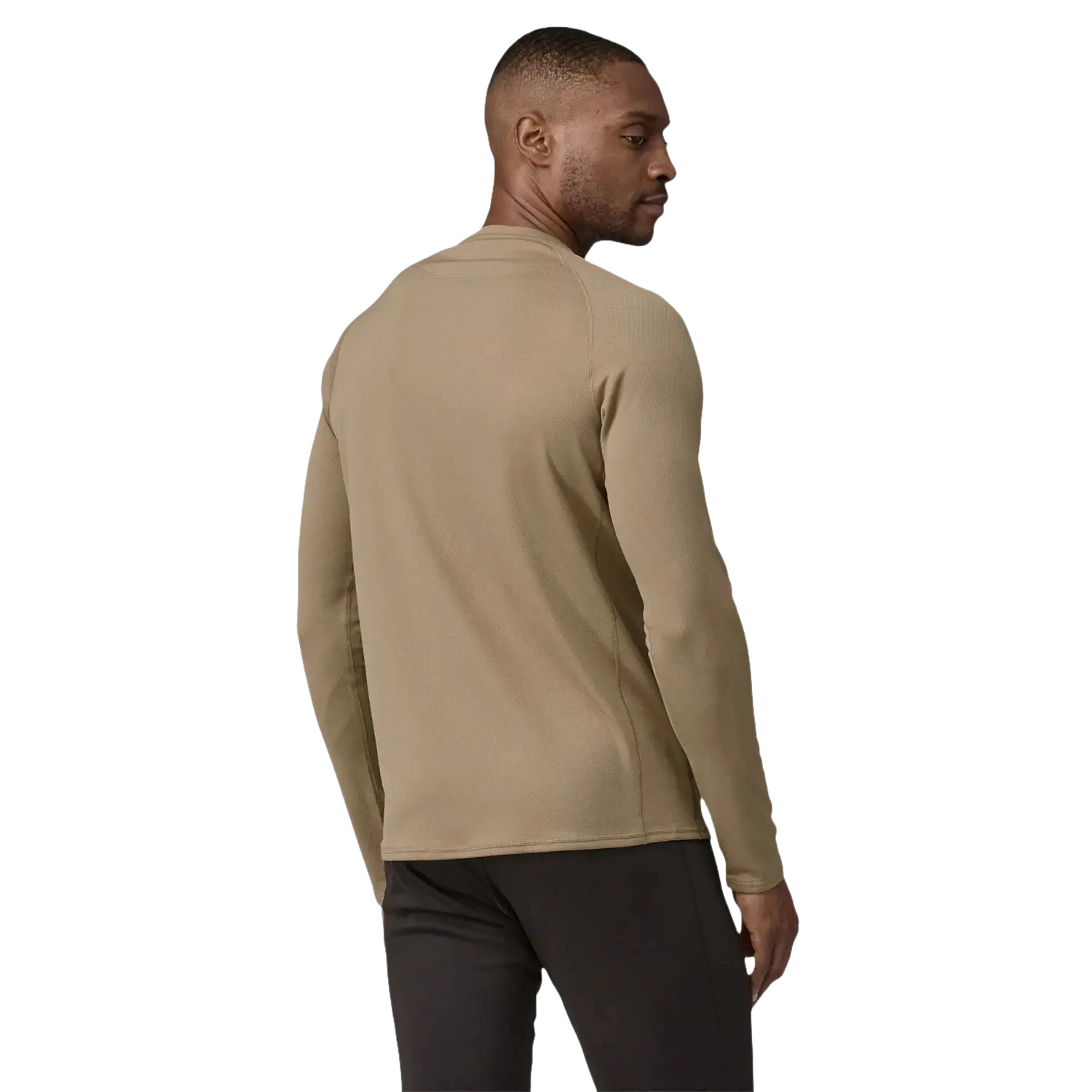 Patagonia Men's Capilene® Midweight Crew in seabird grey, on model back view